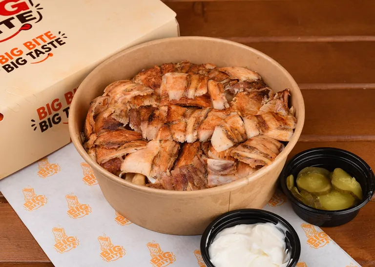 Rice meal with chicken shawarma