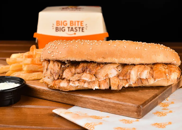 Chicken shawarma in a bun